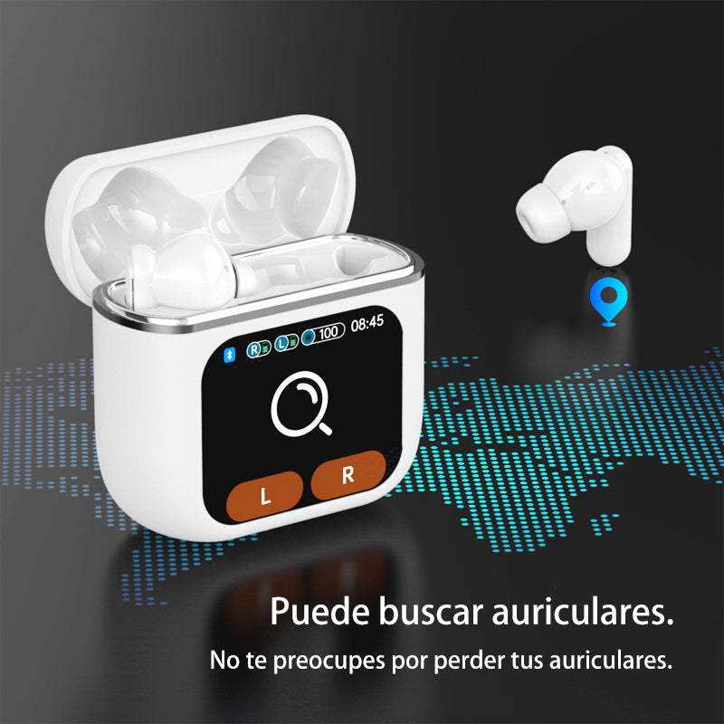 Bluetooth 5.4 LED Full-Color Touch Screen Earbuds Support Multiple Languages