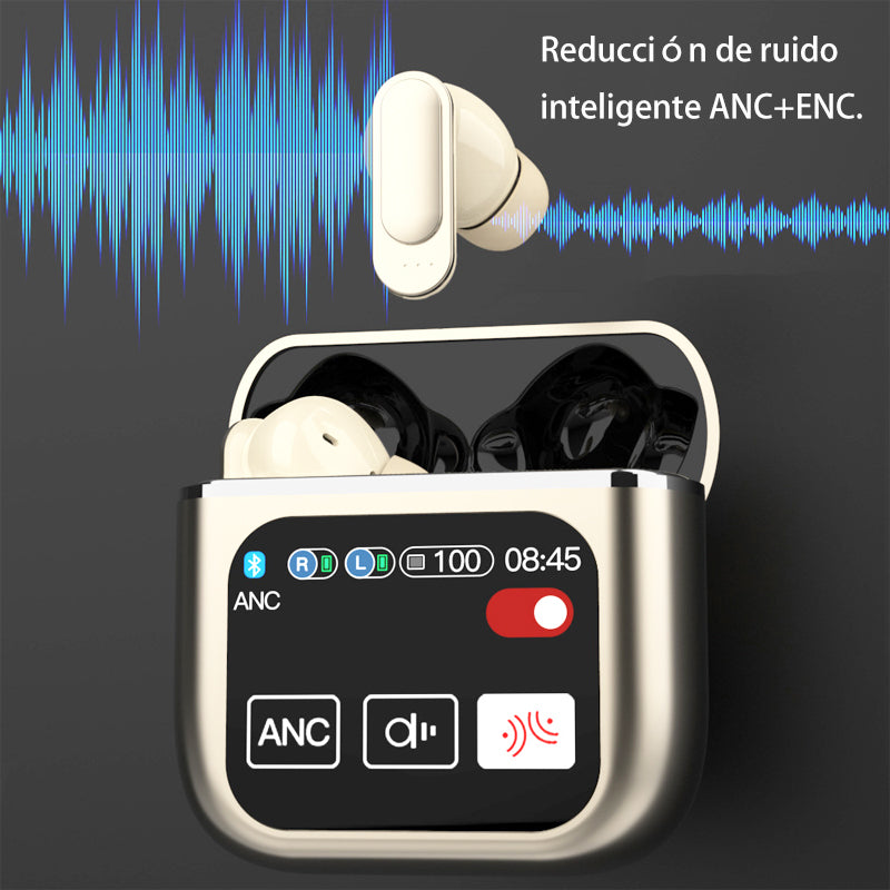 Bluetooth 5.4 LED Full-Color Touch Screen Earbuds Support Multiple Languages