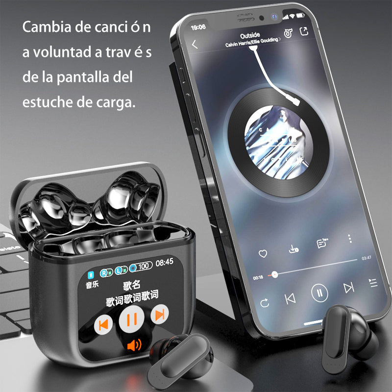 Bluetooth 5.4 LED Full-Color Touch Screen Earbuds Support Multiple Languages