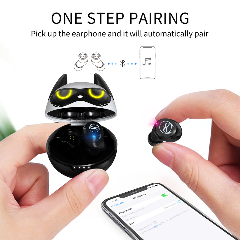 Auto Memory Pairing Cartoon Earphone with Voice Assistant