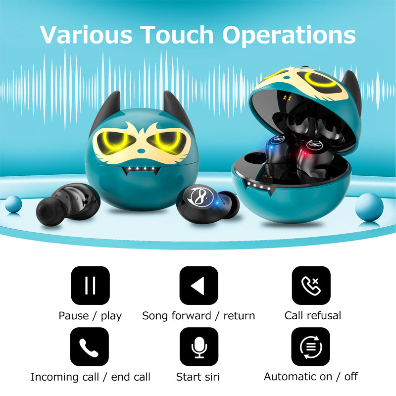 Auto Memory Pairing Cartoon Earphone with Voice Assistant